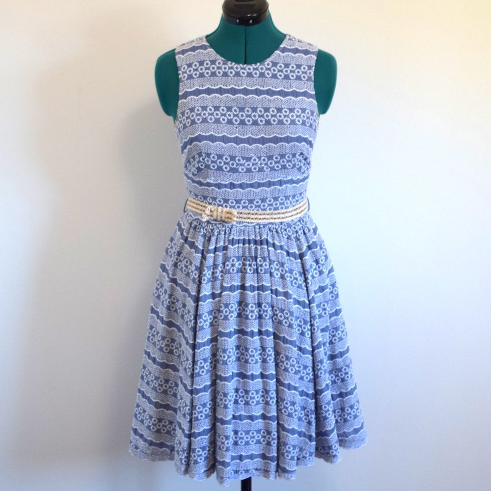 MOVING SALE- Anthropologie Plenty By Tracy Reese Blue Eyelet Mompos Dress